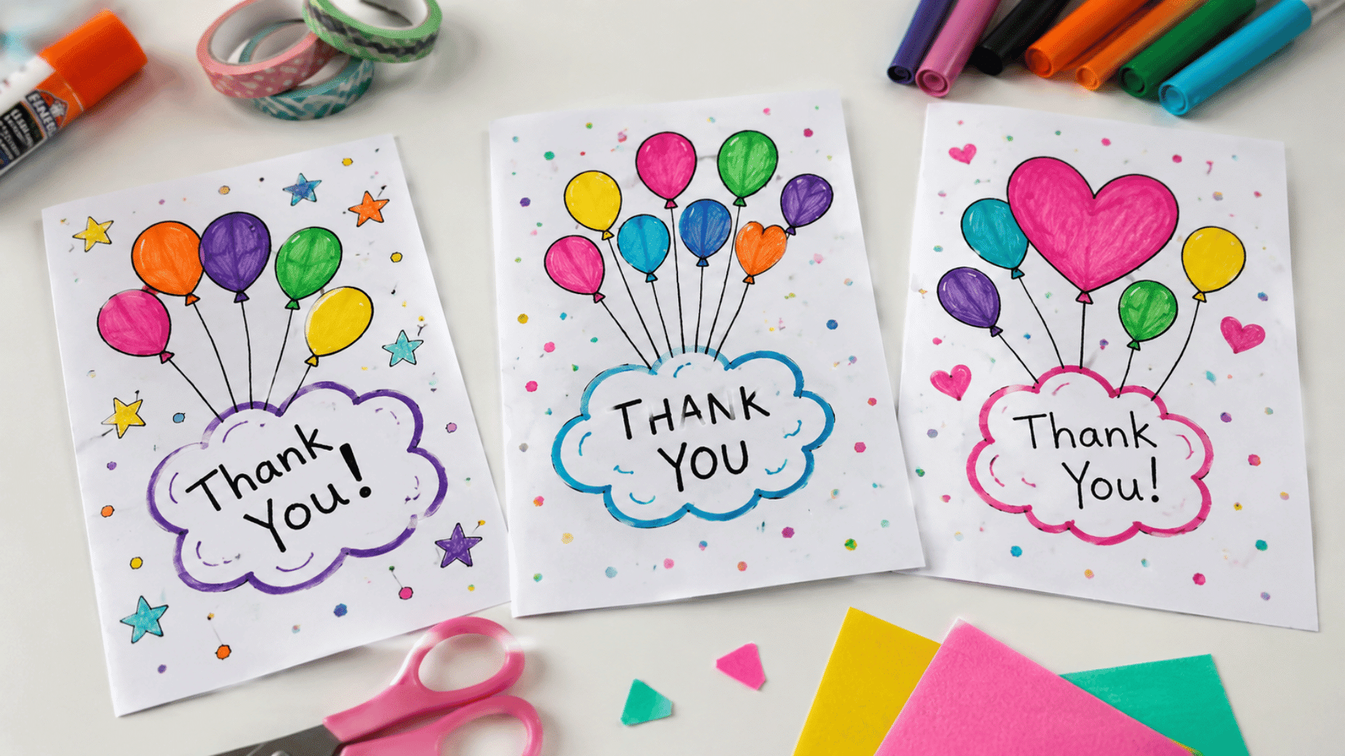 beautiful handmade paper thank you cards decorated with lovely floral accents resting on a clean wooden surface