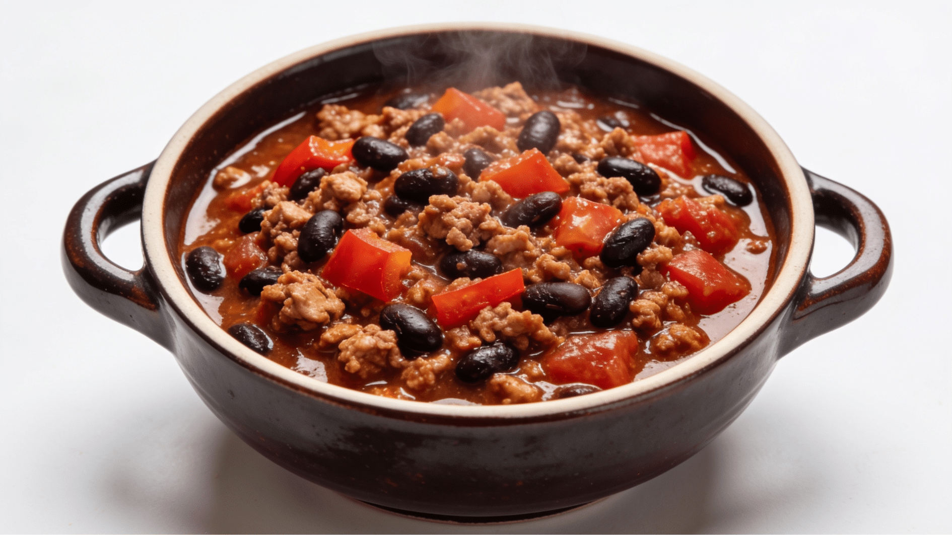 turkey and black bean chili with lean turkey black beans tomatoes peppers and rich savory broth in a deep bowl