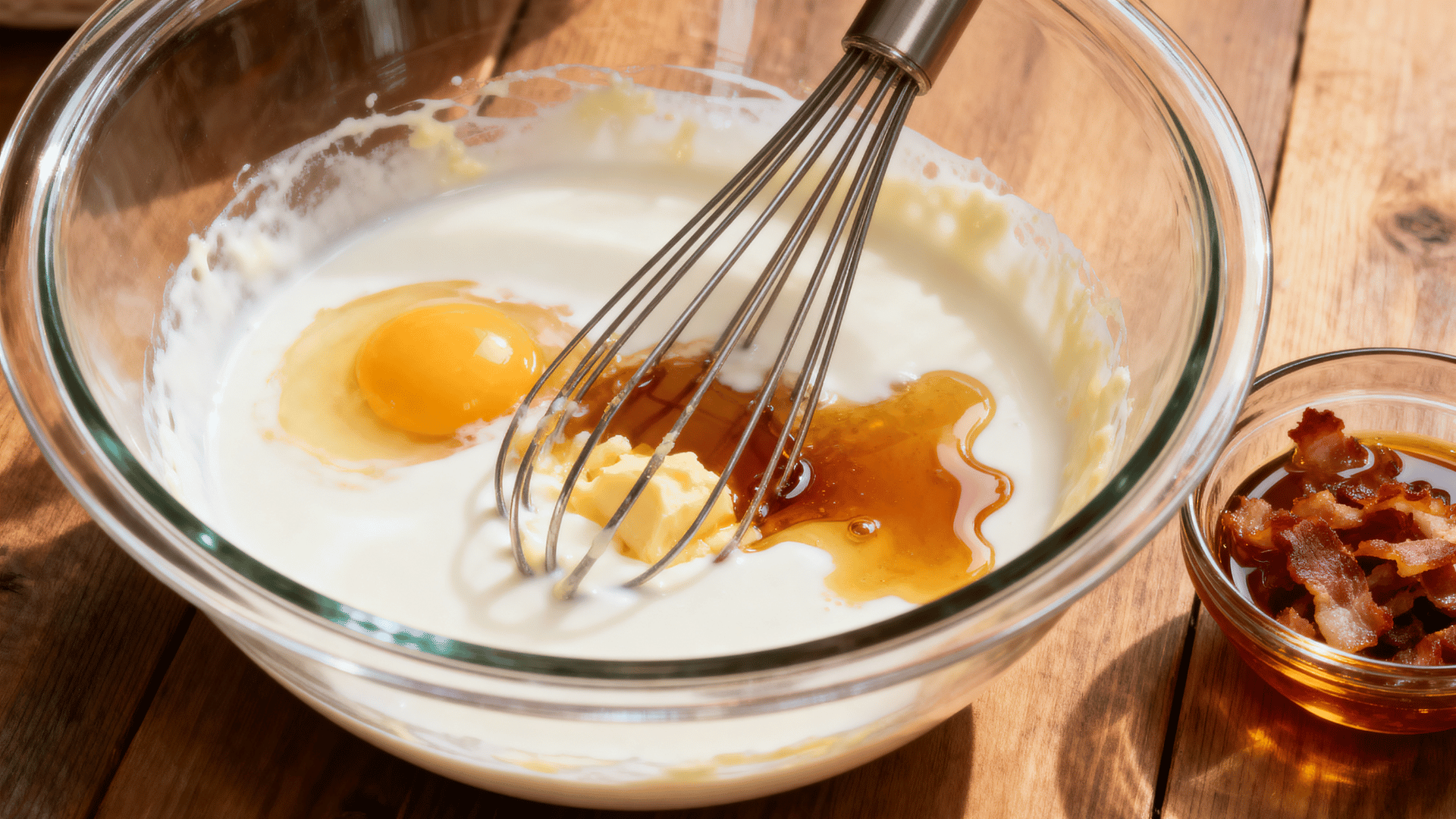 buttermilk, eggs, and melted butter mixed for southern-style cornbread