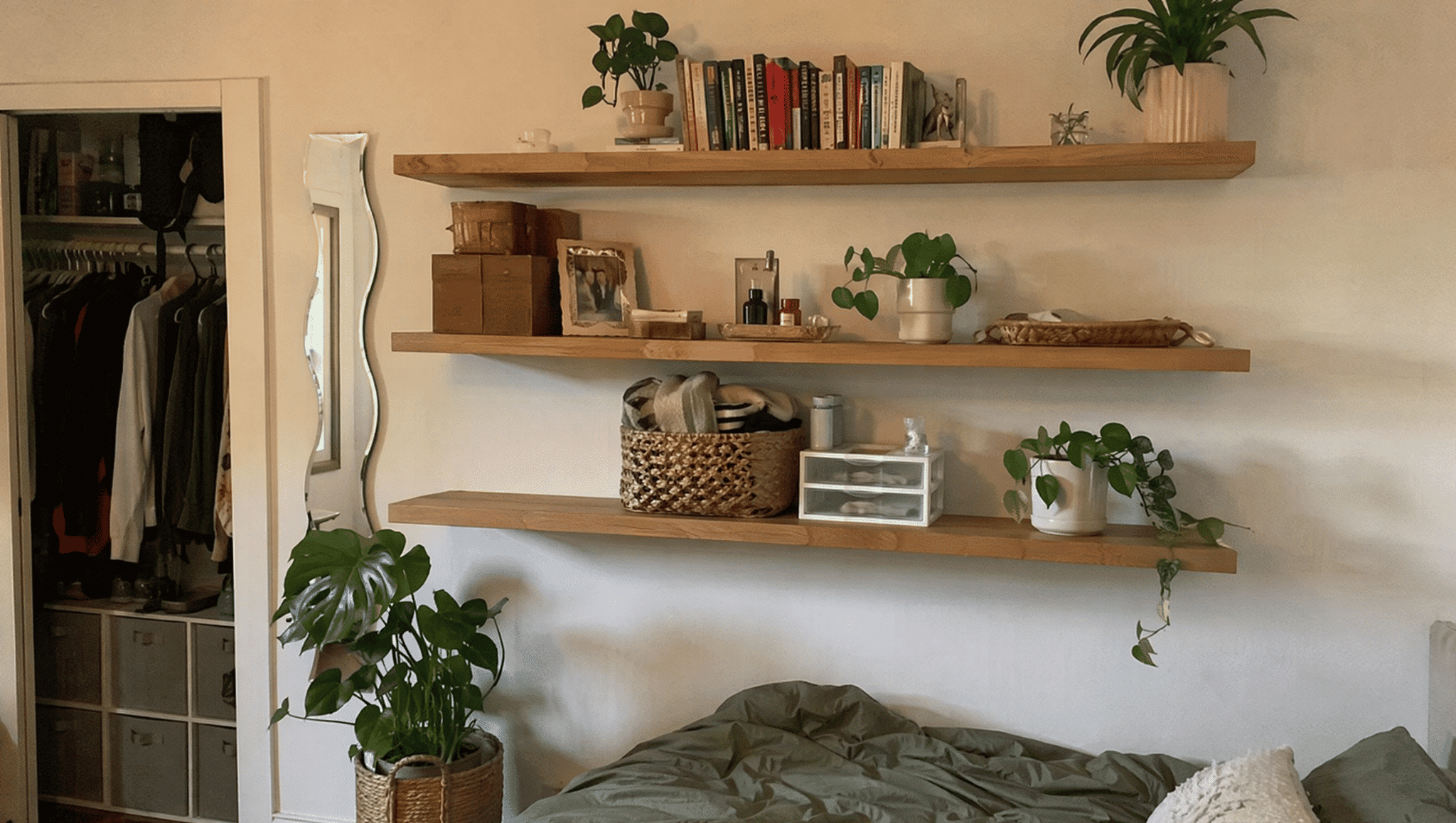 floating shelves adding smart storage space and reducing clutter in a practical home renovation update