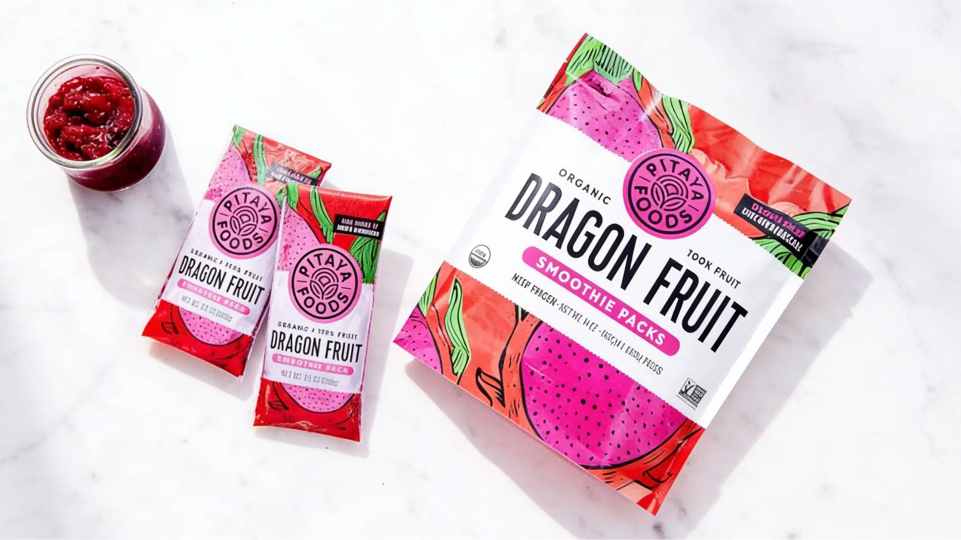 frozen smoothie pack ingredients in freezer bag