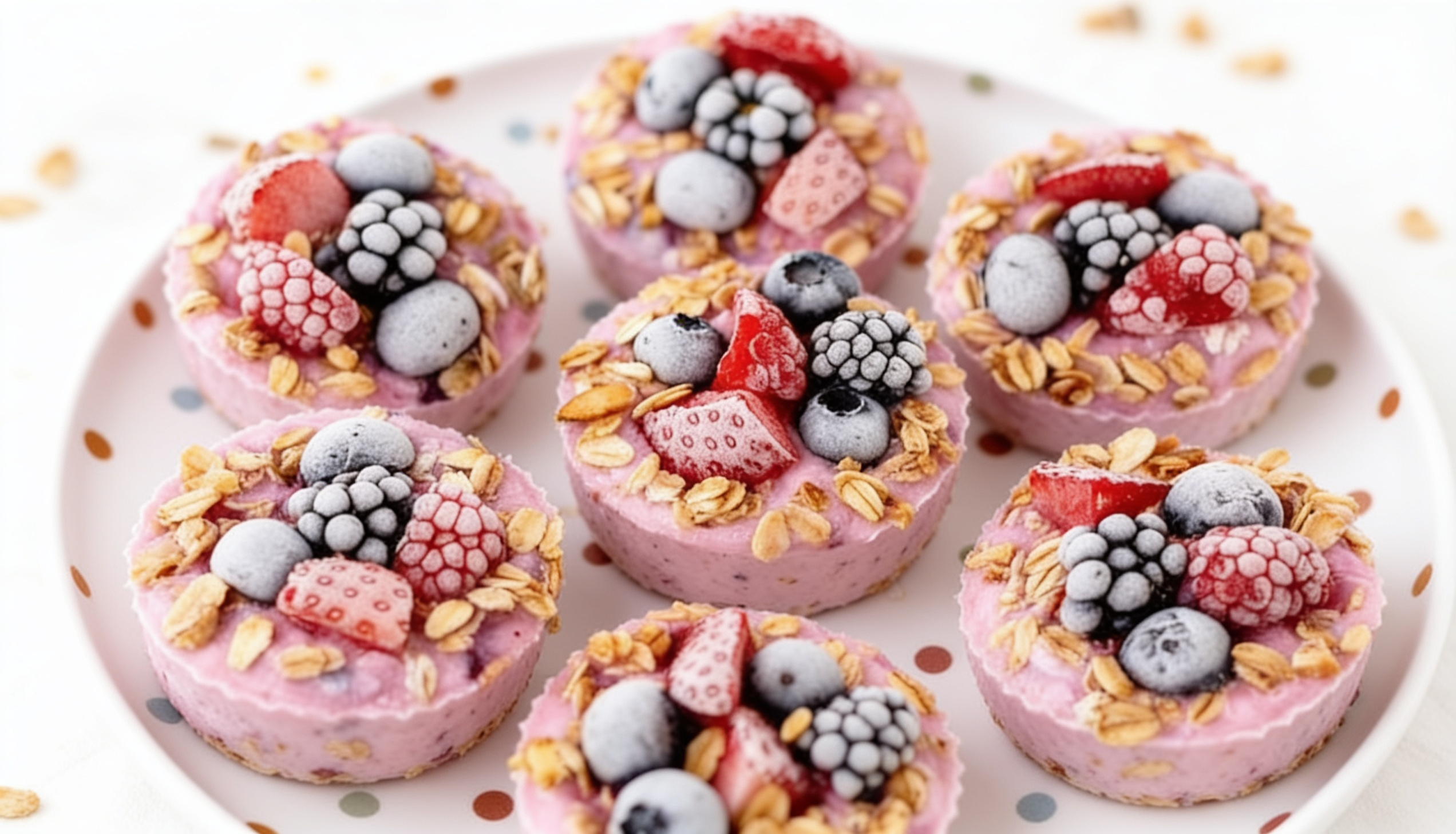frozen yogurt bites topped with fresh berries