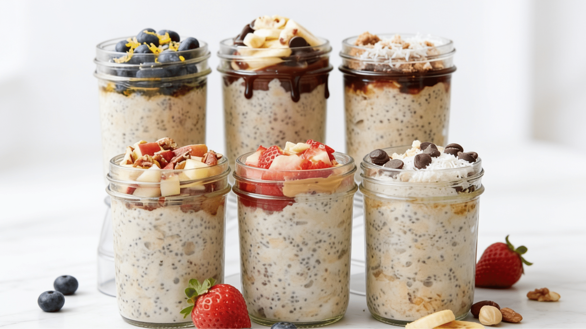 overnight oats served in small glass cups