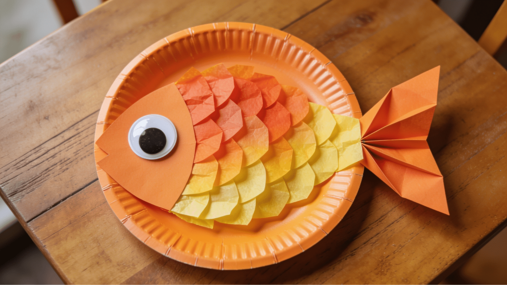 paper plate fish craft with tissue paper scales (1)