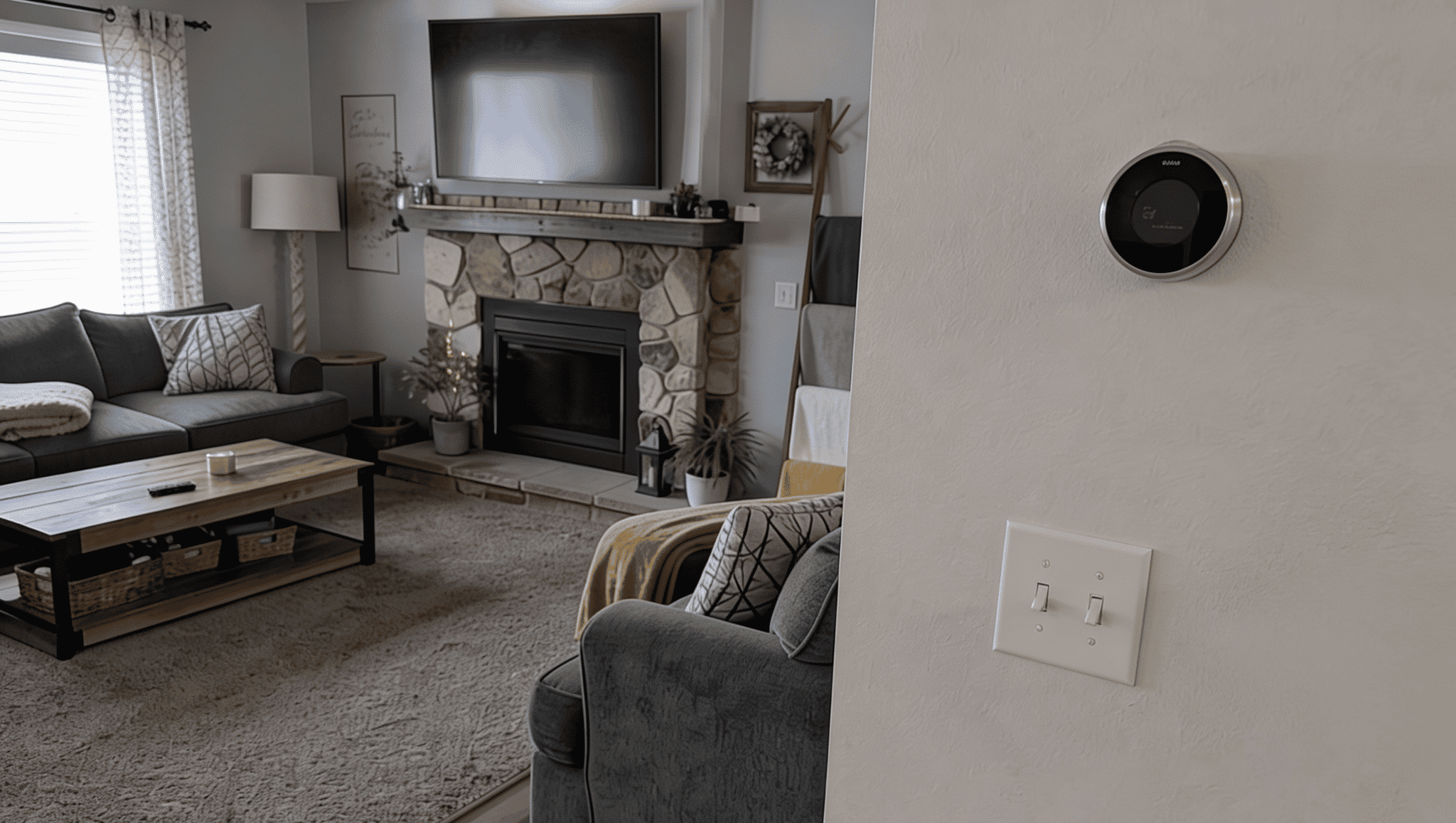 smart home devices in a living room showing practical technology updates for modern renovation