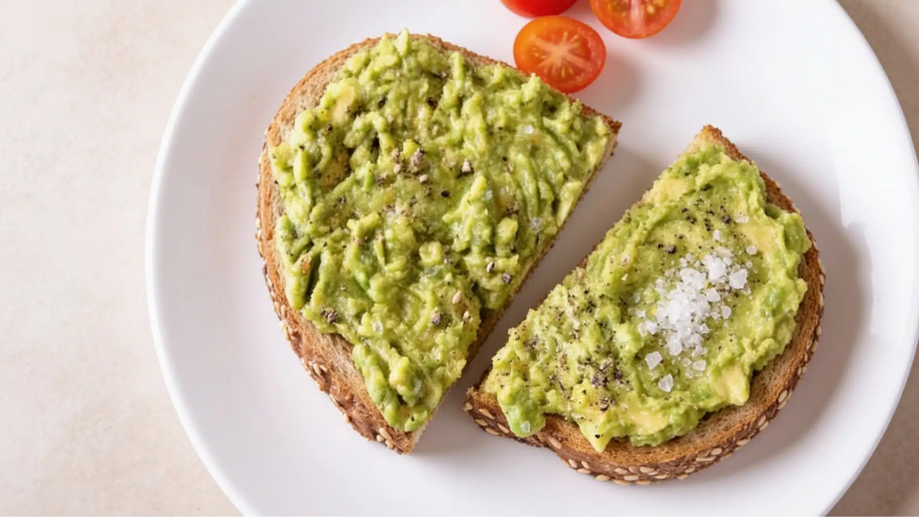 whole grain toast topped with mashed avocado