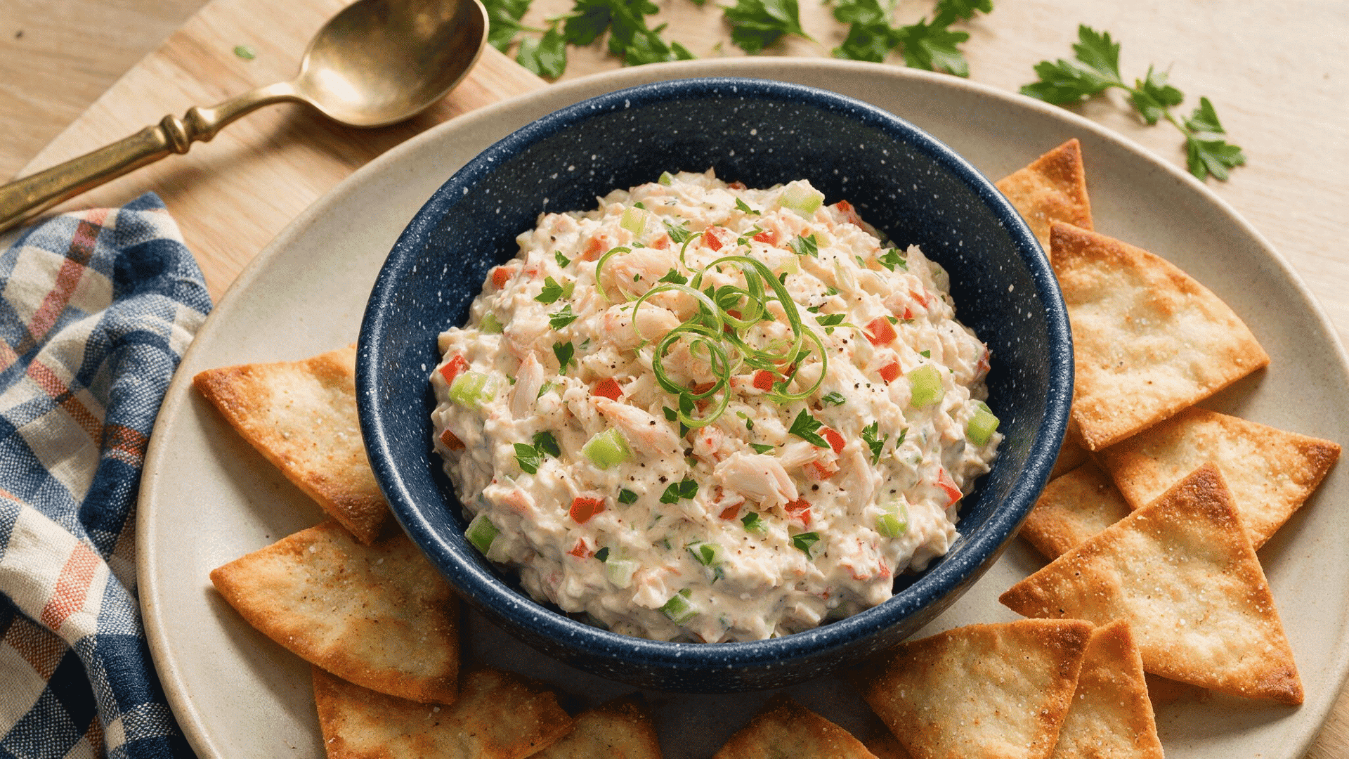 Cold crab dip with pita chips