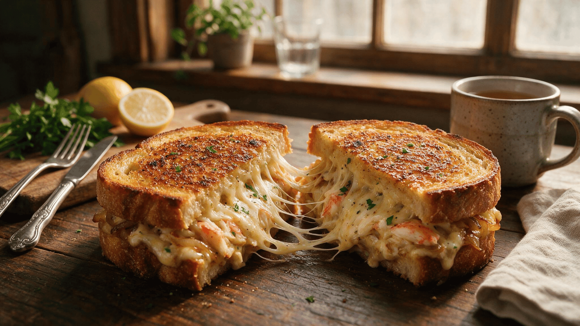 Crab melt grilled cheese sandwich