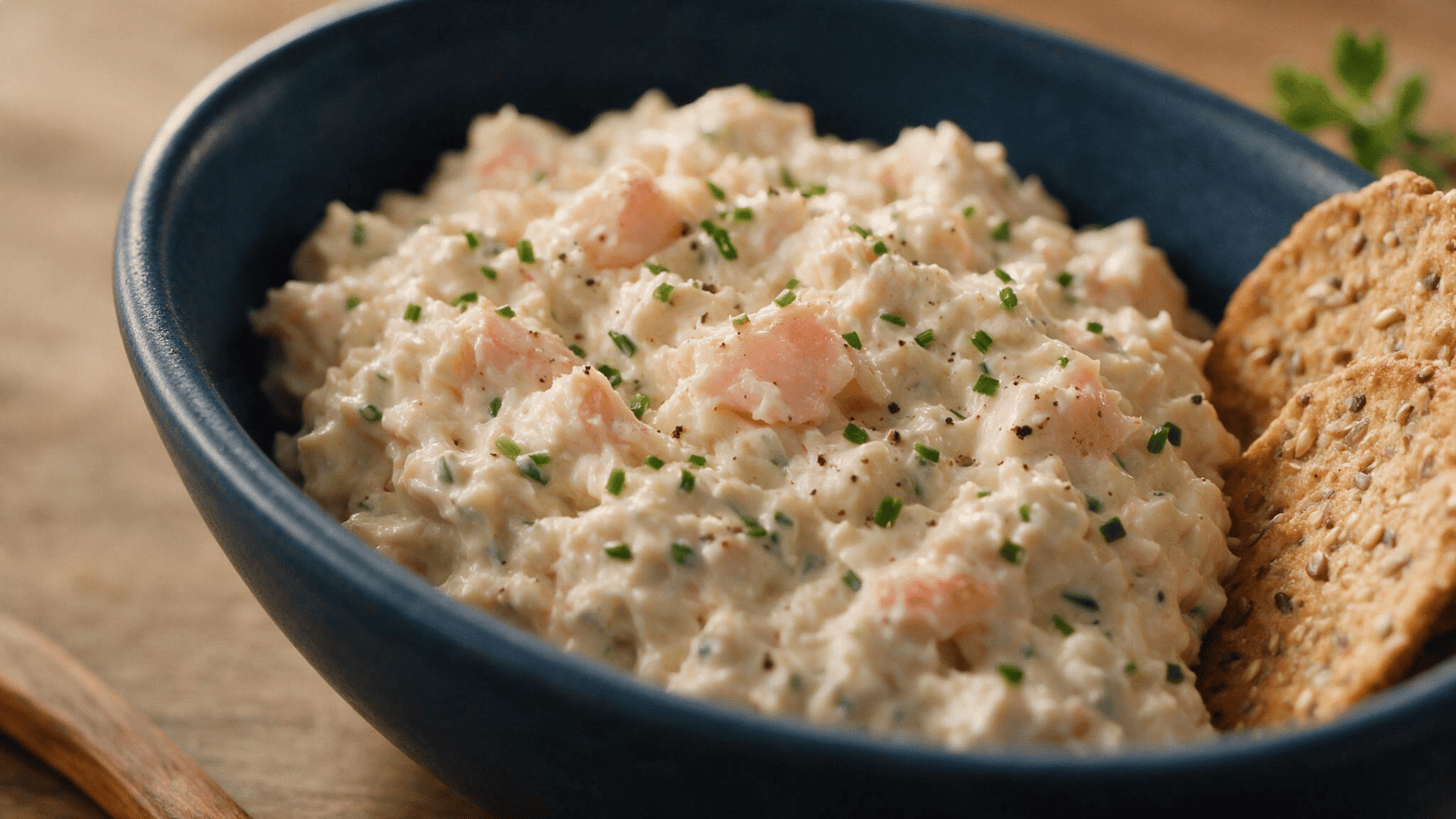 crab salad with cracker