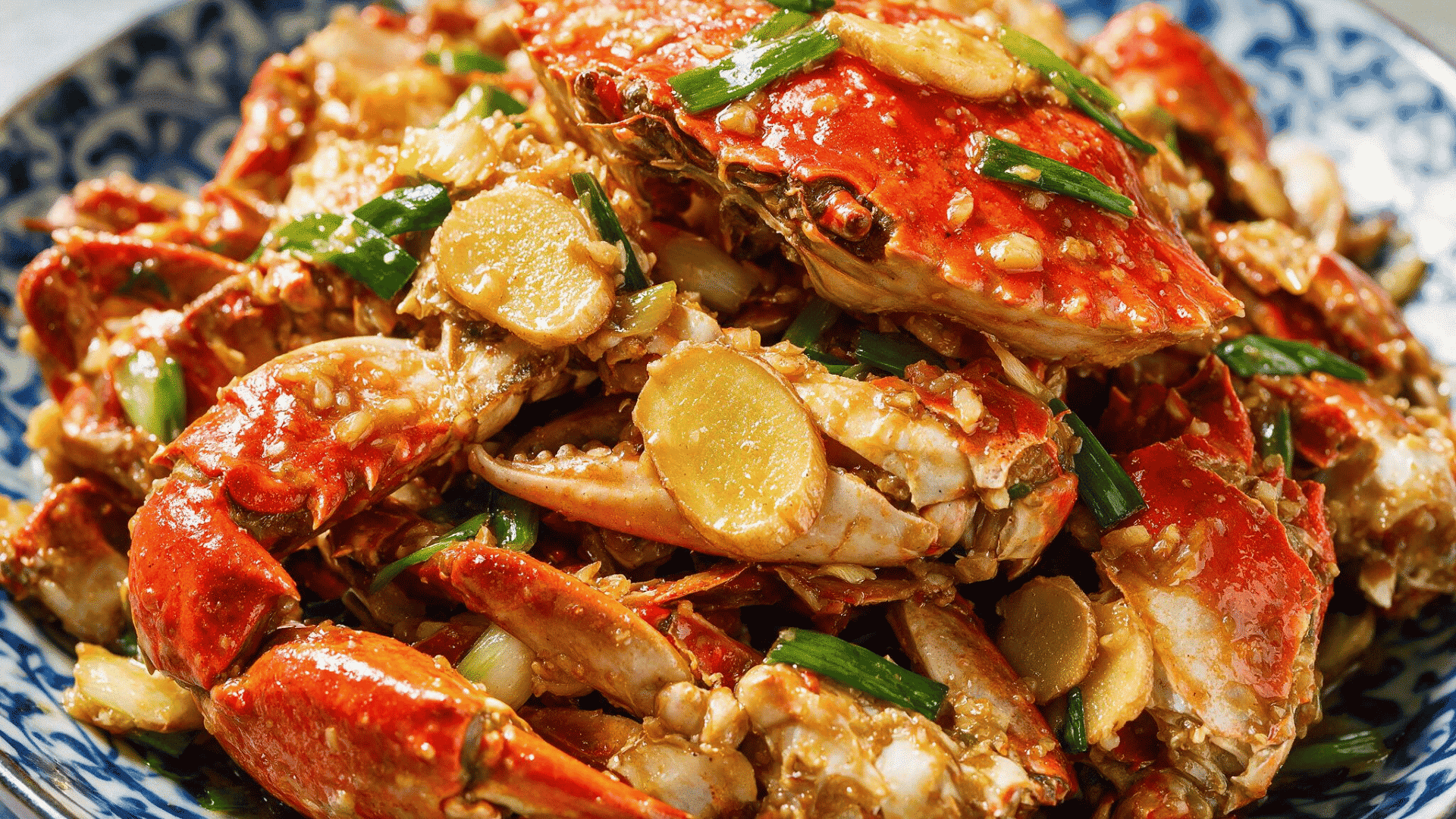 Ginger scallion crab stir fry.