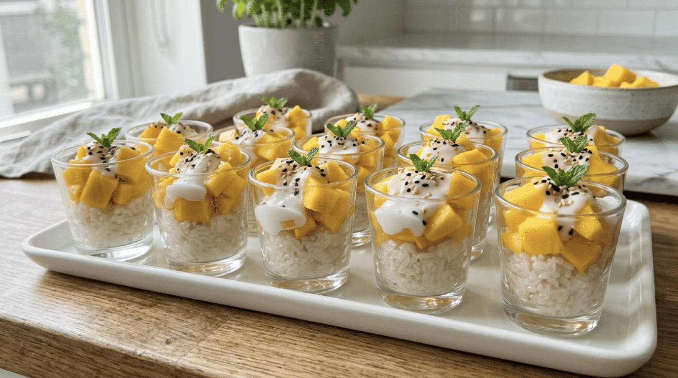 mini mango sticky rice cups