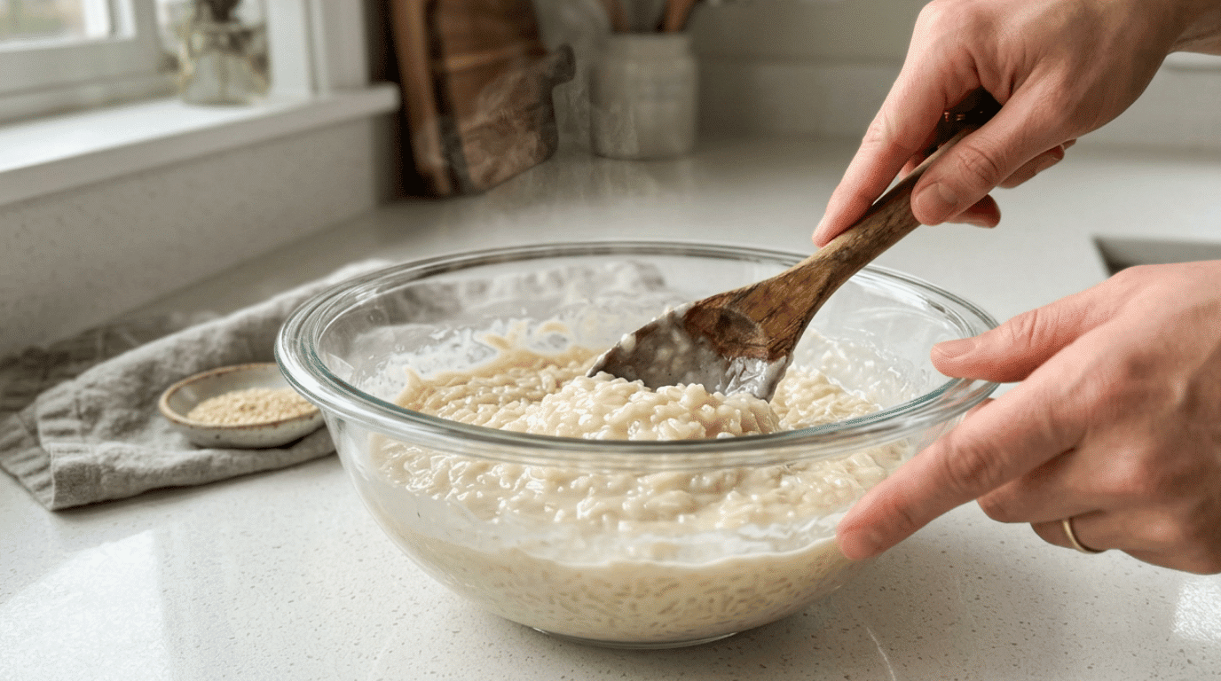 mix the sticky rice with coconut sauce