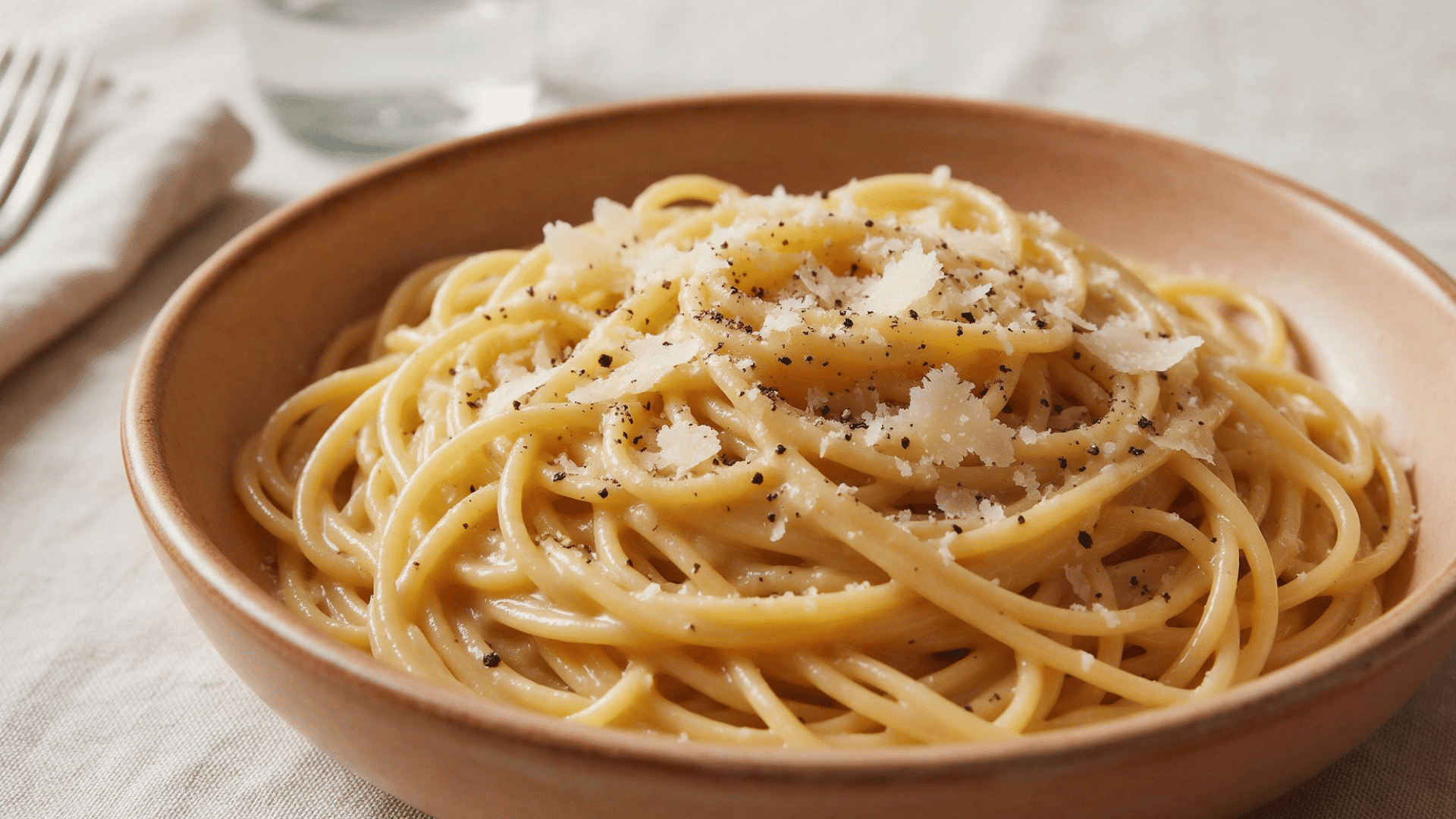 Spaghetti coated in cheese