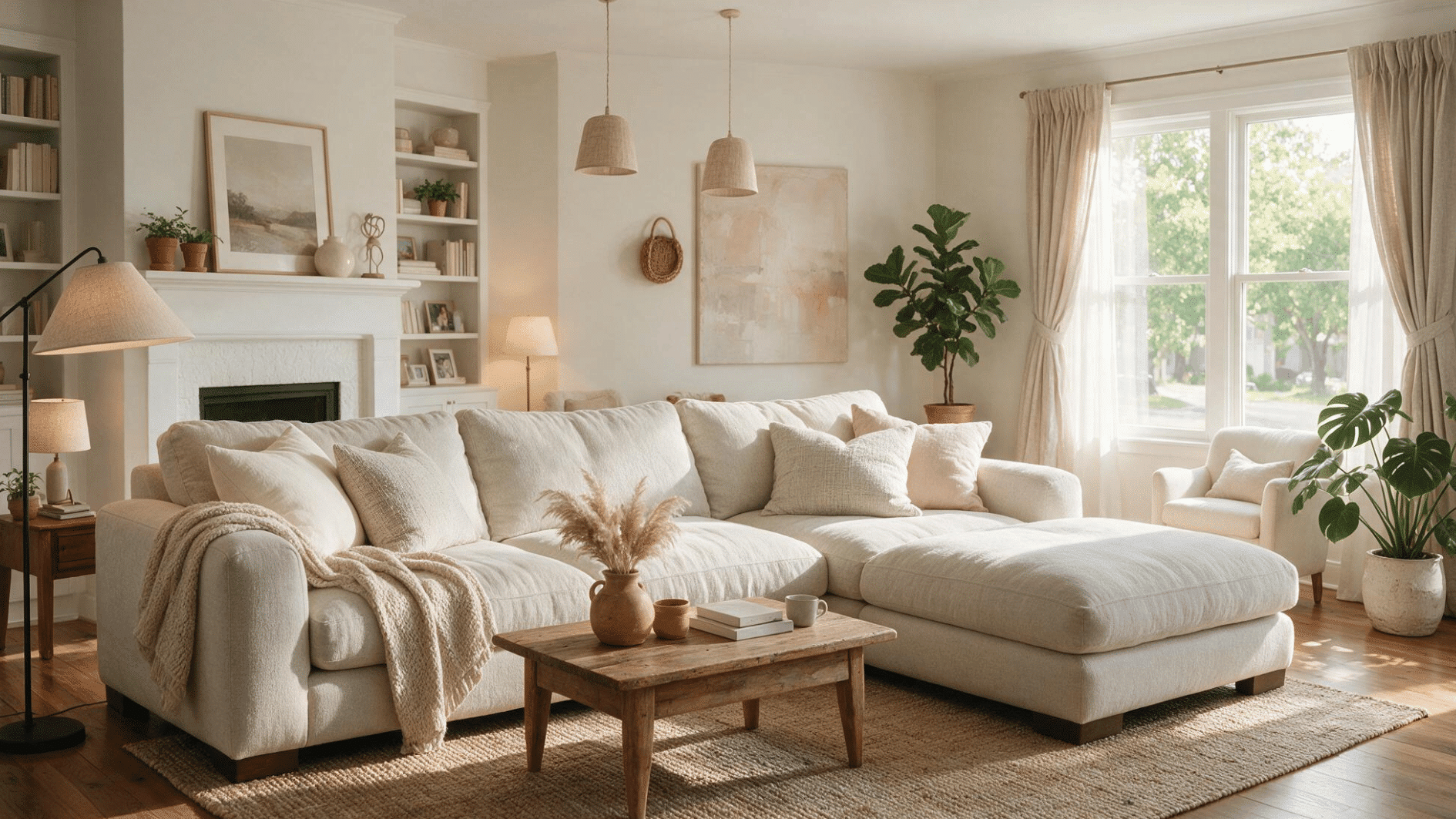 custom sectional sofa fitted neatly into a warm modern living room