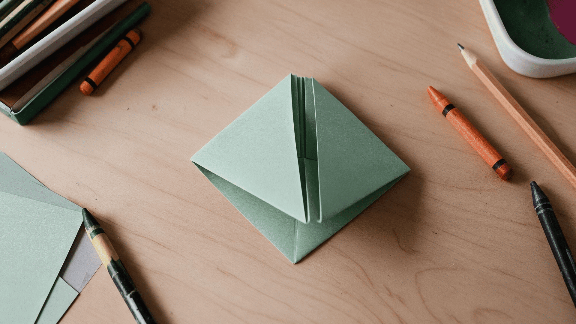 paper folded into a small diamond shape